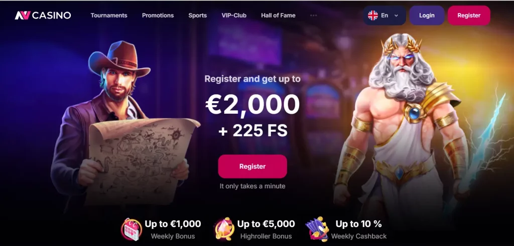 NV Casino - officiële website-interface